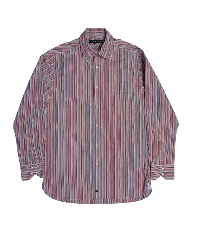 Tommy Hilfiger Burgundy Striped Long Sleeve Shirt
