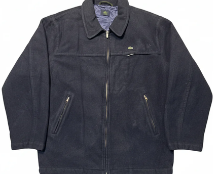 Lacoste Navy Blue Wool Blend Zip-Up Jacket