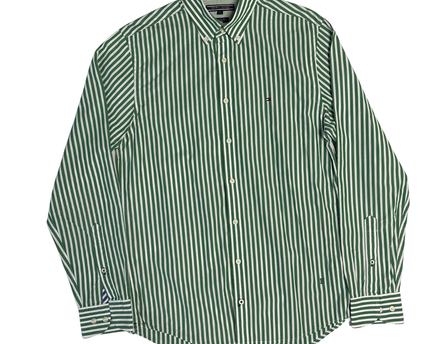 Tommy Hilfiger Green Striped Button-Up Shirt