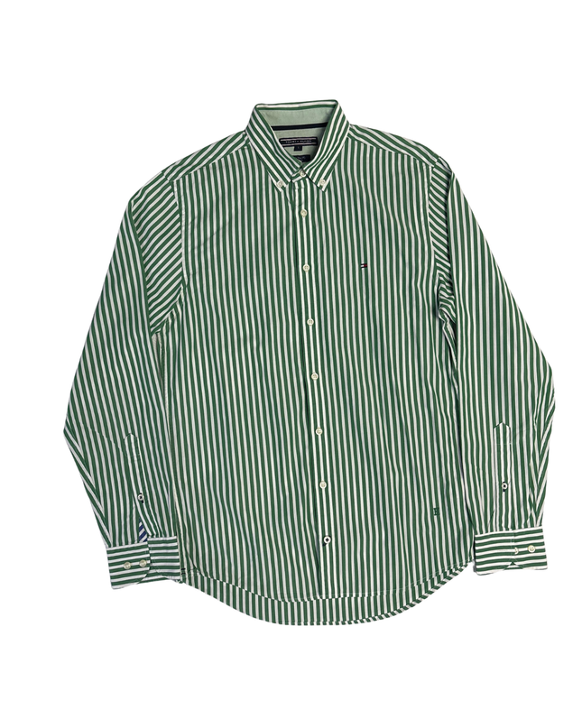 Tommy Hilfiger Green Striped Button-Up Shirt