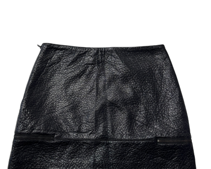 Zara Black Textured Faux Leather Mini Skirt with Zipper Details