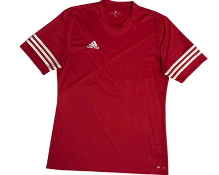 Adidas Red Three Stripes Sports T-Shirt