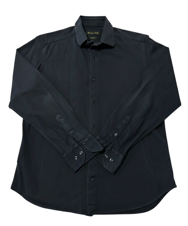 Massimo Dutti BlackTextured Long Sleeve Shirt