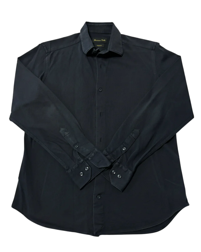 Massimo Dutti BlackTextured Long Sleeve Shirt