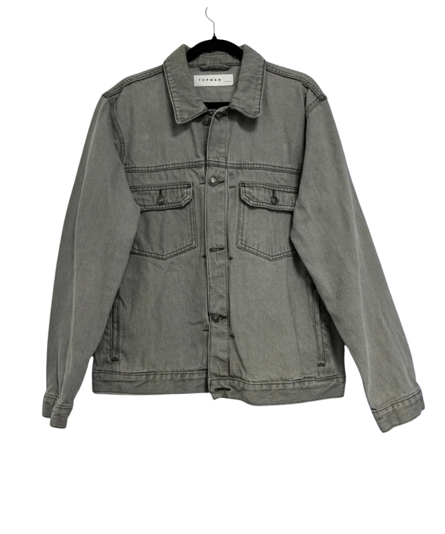 Topman Grey Cotton Denim Jacket