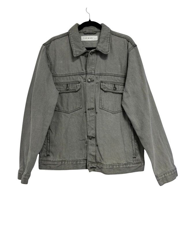 Topman Grey Cotton Denim Jacket