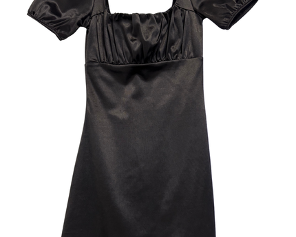 H&M Black Satin Puff Sleeve Mini Dress