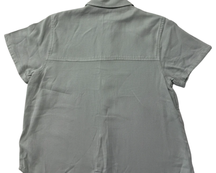 American Eagle Light Blue Linen Blend Short Sleeve Button Down Shirt