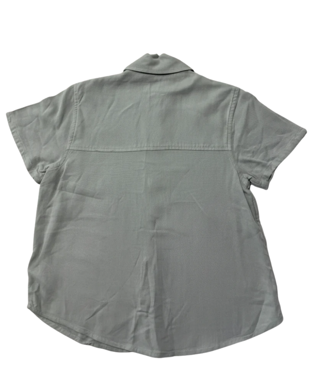 American Eagle Light Blue Linen Blend Short Sleeve Button Down Shirt