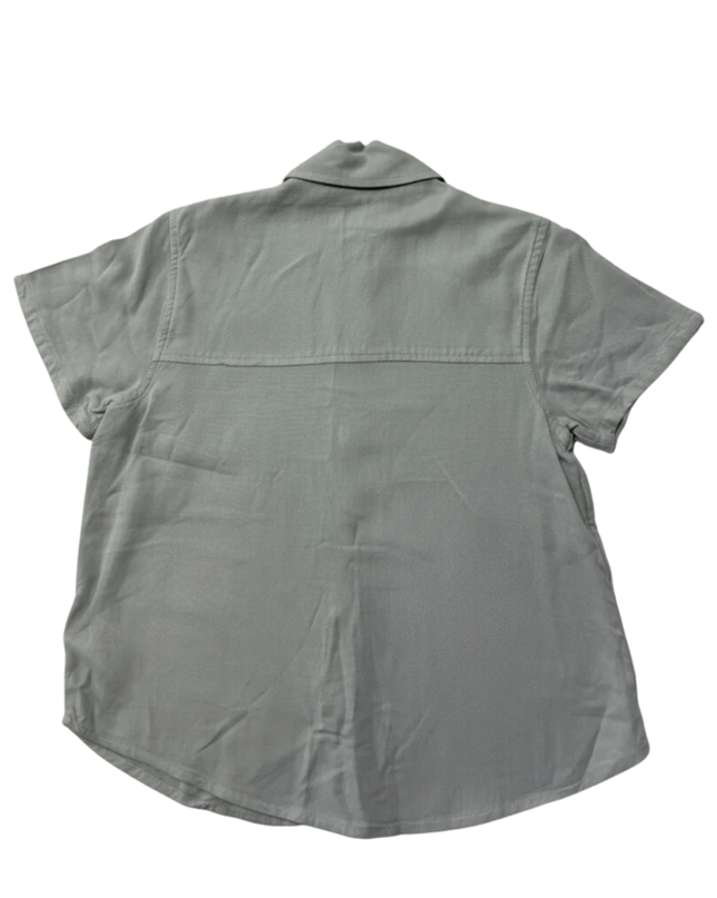 American Eagle Light Blue Linen Blend Short Sleeve Button Down Shirt