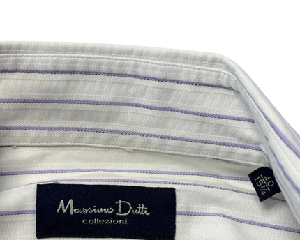 Massimo Dutti White/Purple Striped Cotton Dress Shirt