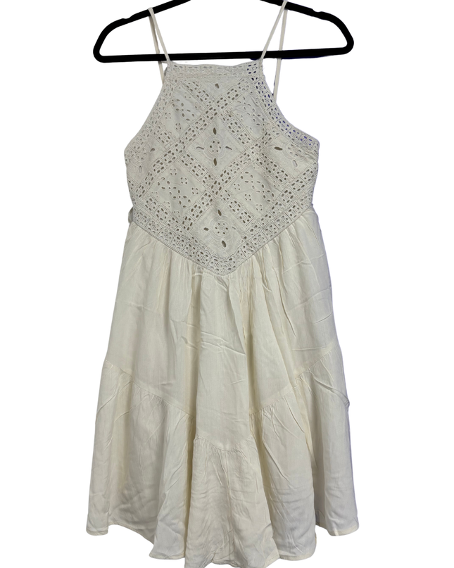American Eagle White Eyelet Lace Halter Mini Dress