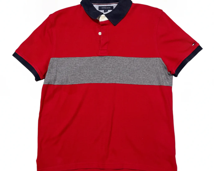 Tommy Hilfiger Red Color-Block Stripe Polo Shirt