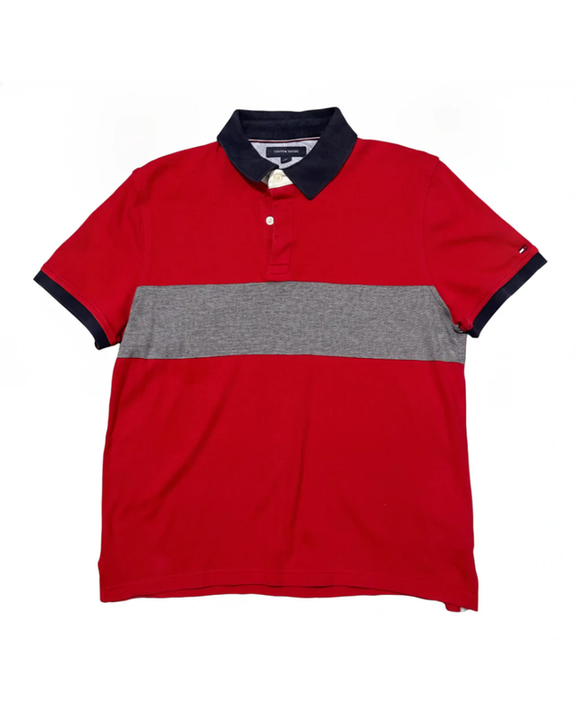 Tommy Hilfiger Red Color-Block Stripe Polo Shirt