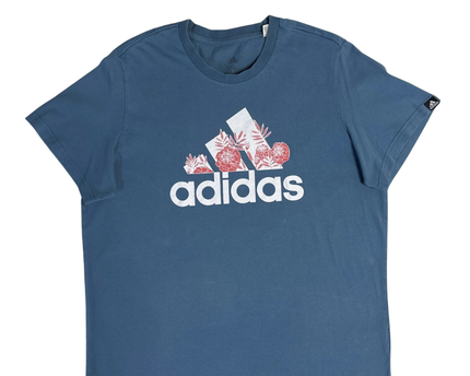 Adidas Blue Floral Logo T-Shirt