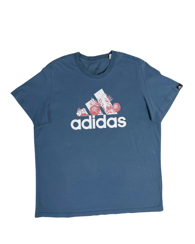 Adidas Blue Floral Logo T-Shirt