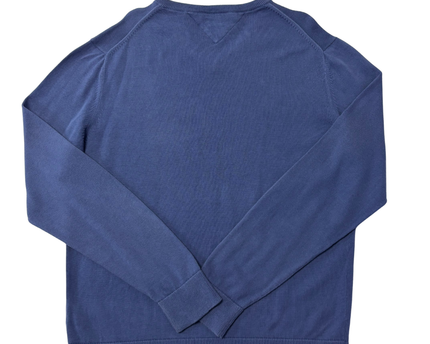 Tommy Hilfiger Blue Premium Cotton V-Neck Sweater