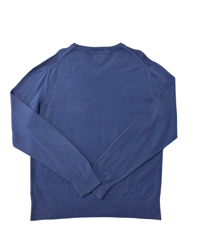Tommy Hilfiger Blue Premium Cotton V-Neck Sweater