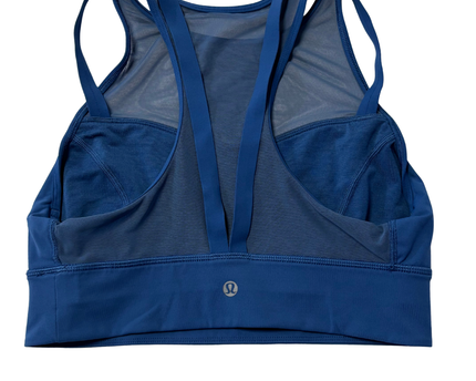 Lululemon Blue Mesh-Panel High-Neck Sports Bra
