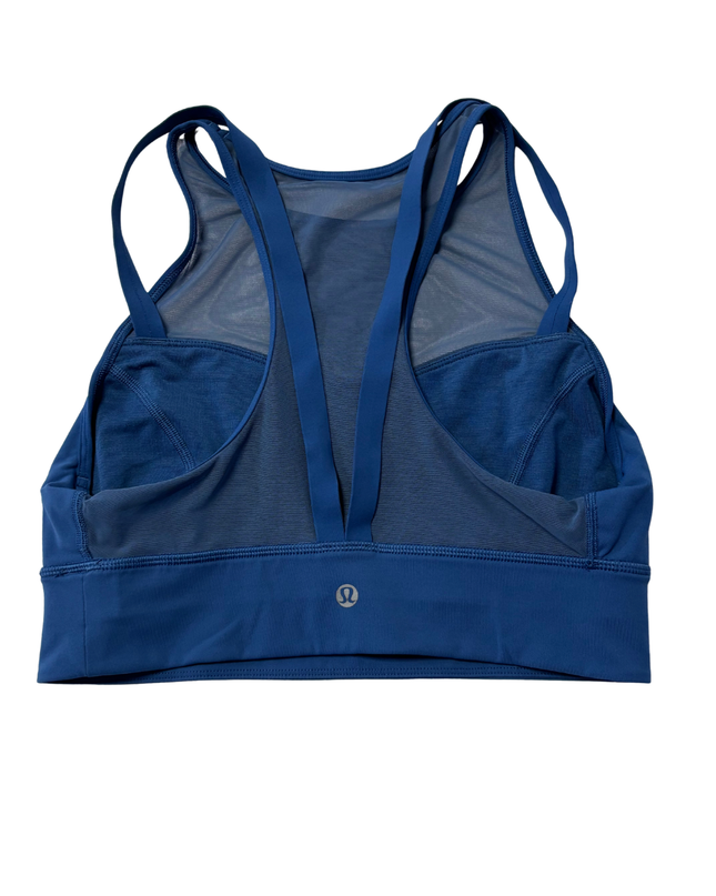 Lululemon Blue Mesh-Panel High-Neck Sports Bra