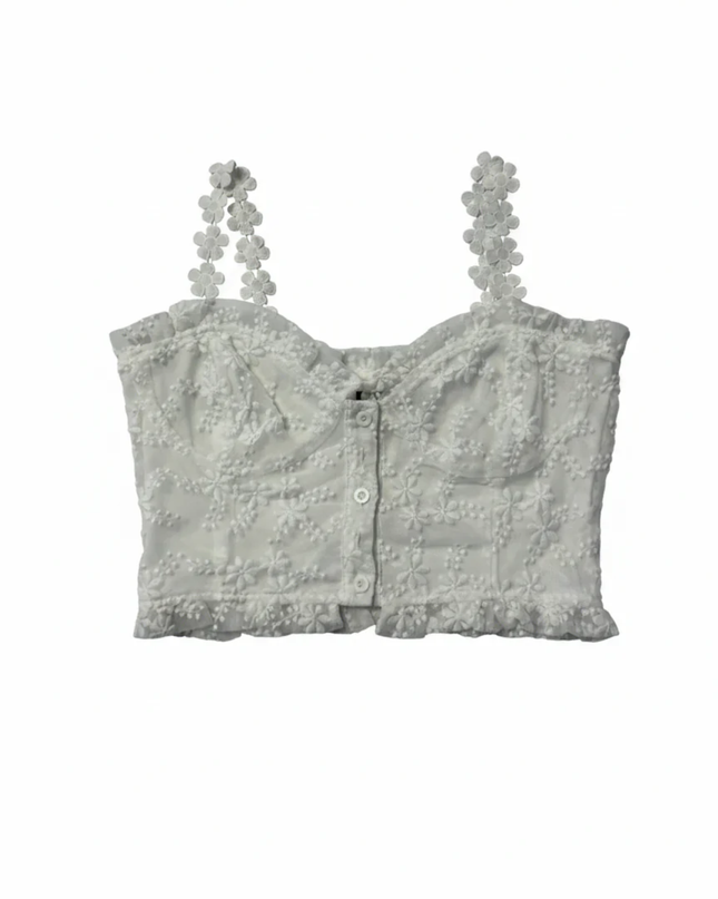 Boohoo White Floral Lace Bustier Crop Top