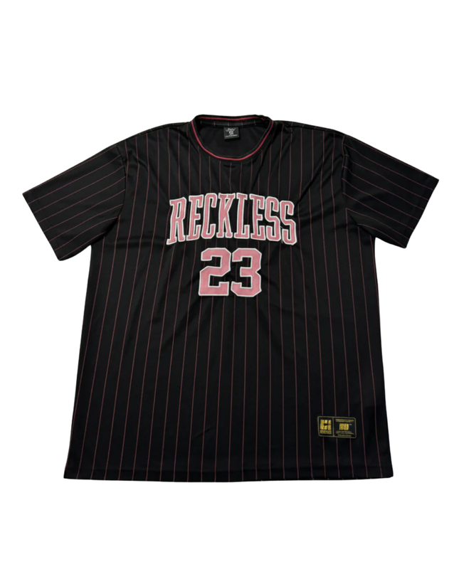 FSBN Black Pinstripe 'Reckless 23' Basketball Style Jersey