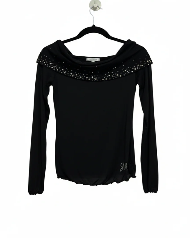 Guess by Marciano Black Embellished Off-the-Shoulder Top