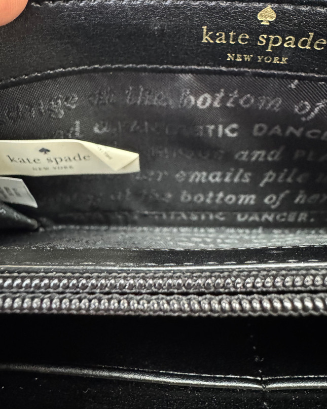 Kate Spade White and Black Butterfly Print Zip-around Wallet