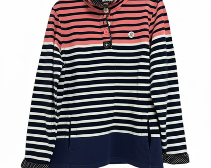 MAINE NEW ENGLAND Multicolor Striped Quarter-Button Sweatshirt