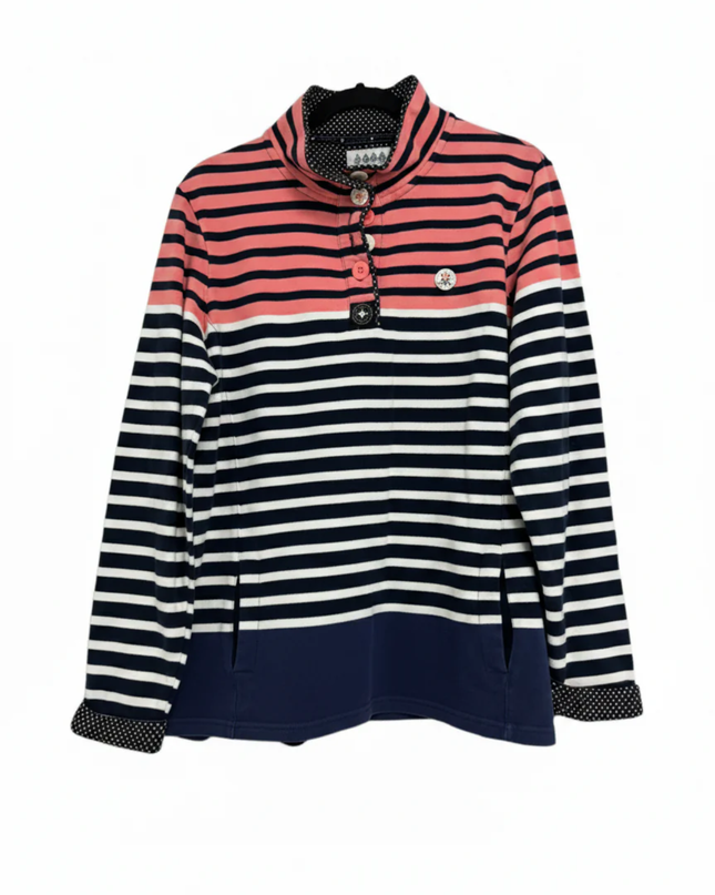 MAINE NEW ENGLAND Multicolor Striped Quarter-Button Sweatshirt