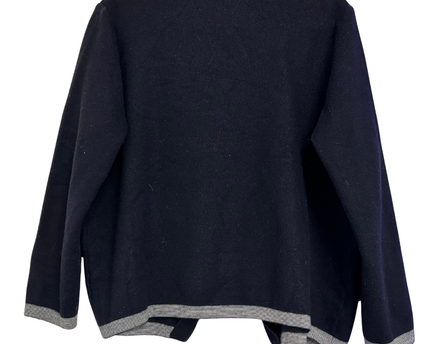 Burberry Black Vintage Knit Cardigan with Striped Trim
