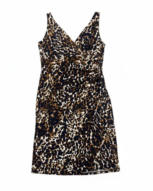 Lauren Ralph Lauren Leopard Print Sleeveless Ruched Dress