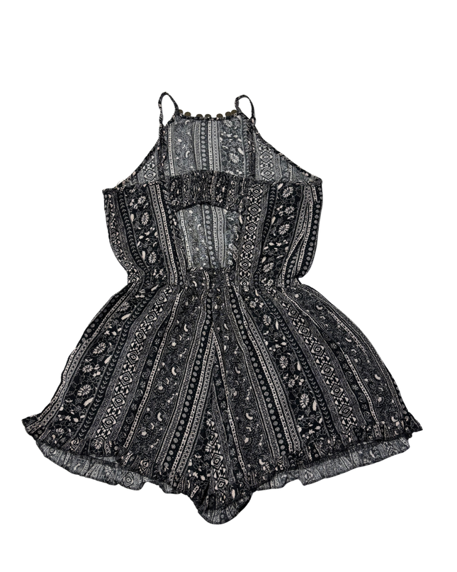 American Eagle Black and White Geometric Print Romper