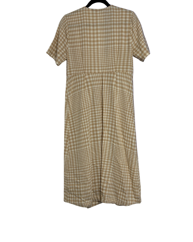 M&S Collection Beige Gingham Wrap Midi Dress