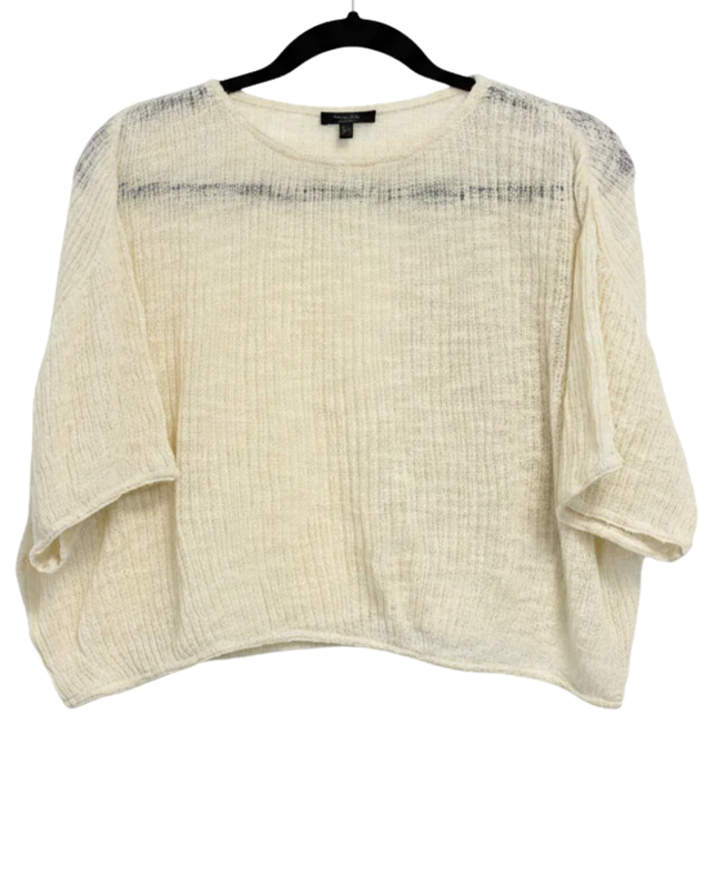 Massimo Dutti Cream Cropped Knit Boxy Blouse