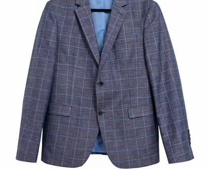 Jens Jakobsen Blue Checkered Linen Blend Blazer