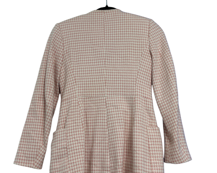 Zara Pink Houndstooth Longline Zippered Jacket