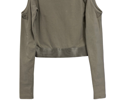 Puma Olive Cold-Shoulder Long Sleeve Crop Top