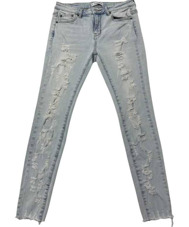 Pull&Bear Light Blue Distressed Ripped Skinny Jeans