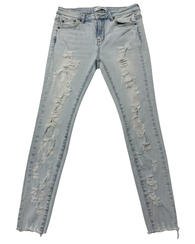 Pull&Bear Light Blue Distressed Ripped Skinny Jeans