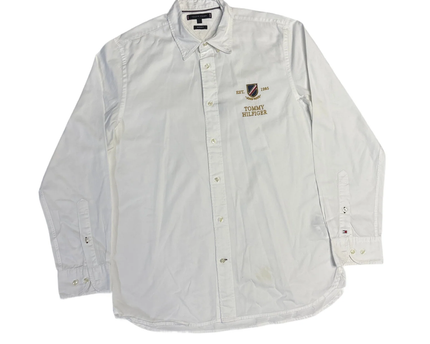 Tommy Hilfiger White Embroidered Crest Long Sleeve Shirt