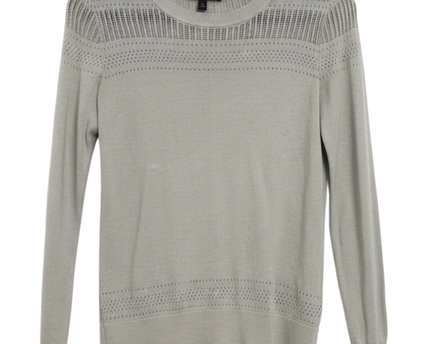 Banana Republic Grey Pointelle Knit Long Sleeve Sweater