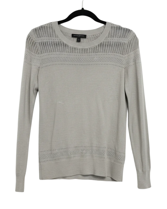 Banana Republic Grey Pointelle Knit Long Sleeve Sweater