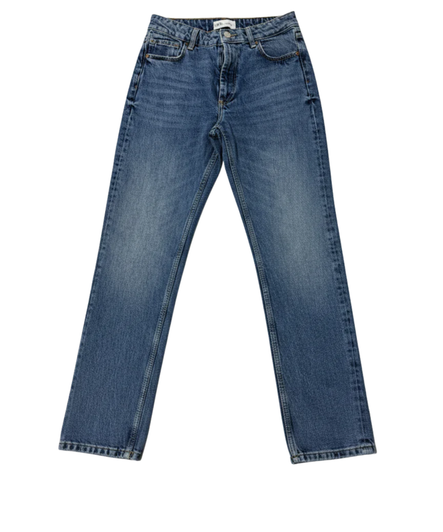 Zara Blue High-Waisted Straight Leg Jeans