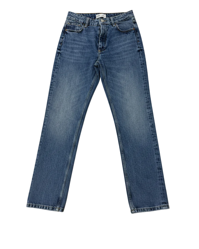 Zara Blue High-Waisted Straight Leg Jeans