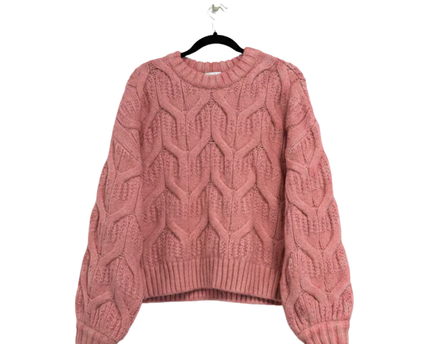 Jennyfer Pink Chunky Cable Knit Oversized Sweater