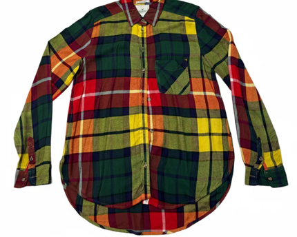 American Eagle Outfitters Multicolor Plaid Boyfriend Fit Viscose Shirt