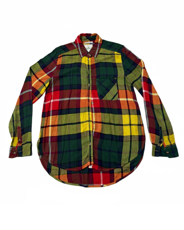 American Eagle Outfitters Multicolor Plaid Boyfriend Fit Viscose Shirt