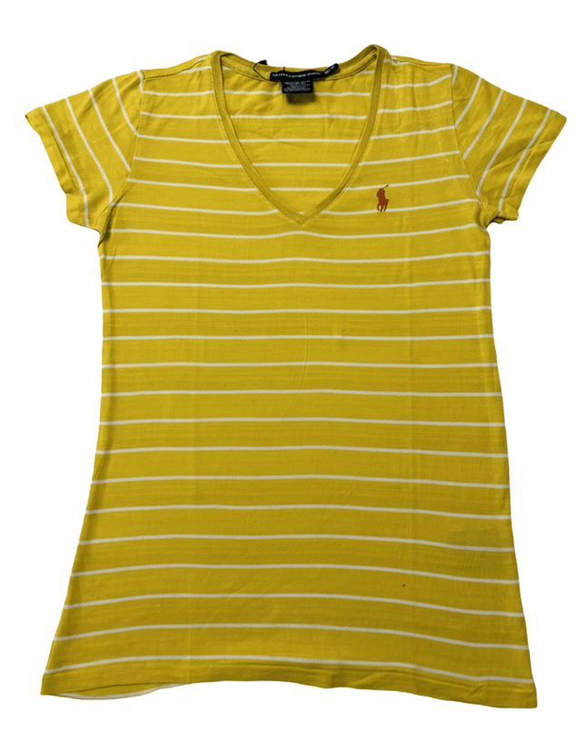Ralph Lauren Sport Classic Fit Yellow Striped V-Neck T-Shirt