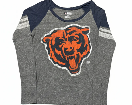 NFL Team Apparel Grey Chicago Bears Graphic Raglan Long Sleeve Tee